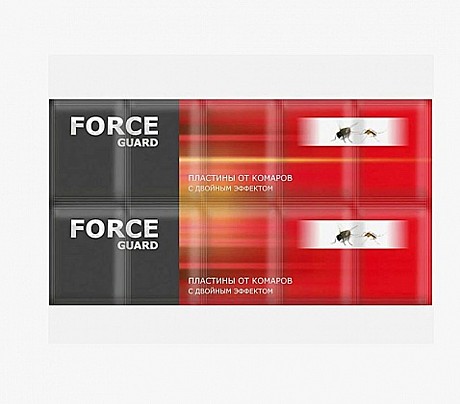 Пластины от комаров 10шт с двойным эффектом красные без запаха Force guard