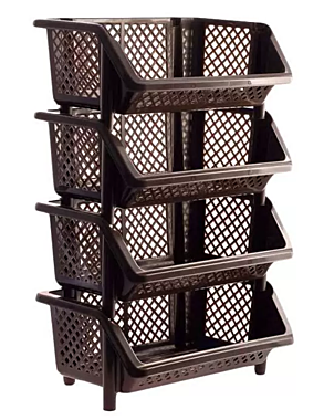 Этажерка пластик 4 секции М6530 универсальная коричневая 090418