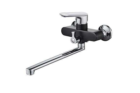 Смеситель для ванны А4708-А 300мм черный+хром