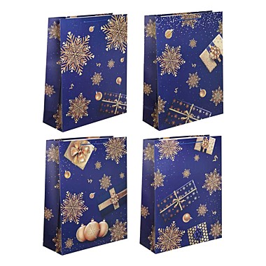 СНОУ БУМ Пакет подарочный из высококачественной бумаги, с глиттером, 40x55x15см, арт.2025-27, 4 диз.