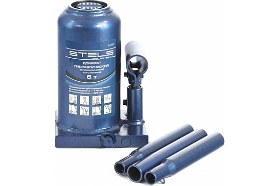 Домкрат гидравлический бутылочный телескопический 6т выс.подъема 170-420мм // STELS 51117
