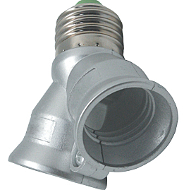 Европереходник Ecola с Е27 на 2хЕ27 серебрянный