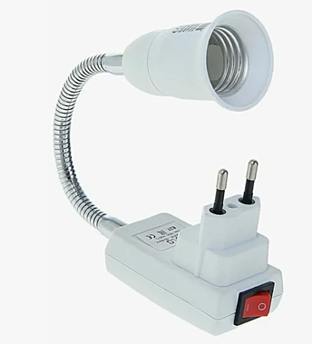 Переходник вилка-патрон Е27 Ecola с выключ. белый APT7SWEAY