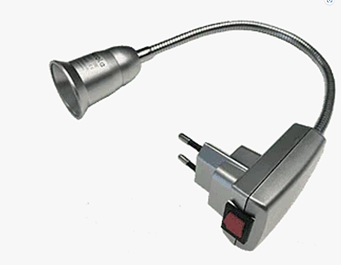 Переходник вилка-патрон Е27 Ecola с выключ. серебрянный