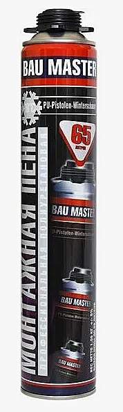 Пена монтажная BAU MASTER ПРО 65л зимняя 890мл 1,05кг