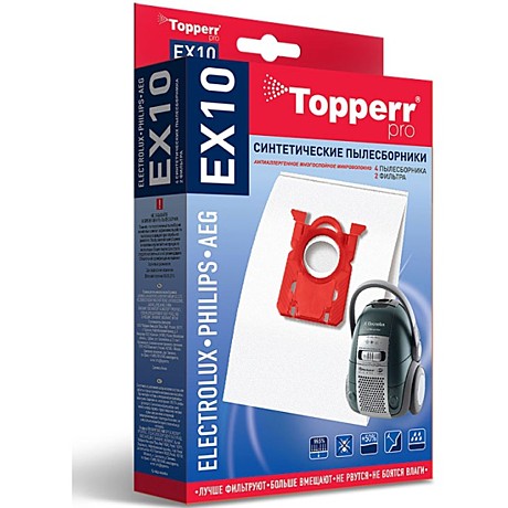 Пылесборник TOPPERR EX10 (Electrolux Philips AEG S-bad Gr200 4шт/упак
