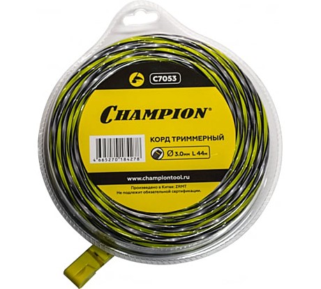 Леска для триммера CHAMPION Tornado витой квадрат 3,0мм 44м С7053