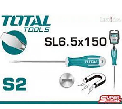 Отвертка шлицевая SL6,5х150мм TOTAL INDUSTRIAL THT266150