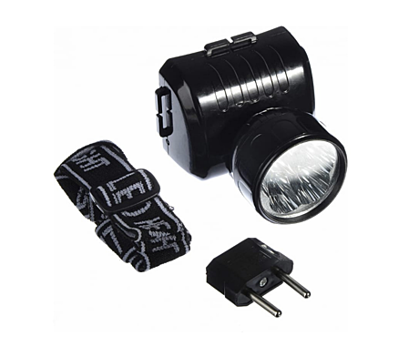 Фонарь налобный 5LED 8.6 х 6,1см с аккум.зарядкой НВ327 328-046