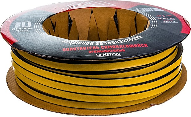 Уплотнитель TECH-TOP рез.самокл. D 21х15мм черный (бухта 50м)