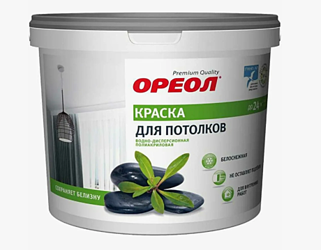 Краска ВД ОРЕОЛ 13,0кг для потолков белоснежная полиакриловая 6670