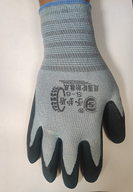 Перчатки нейлоновые с напылением Бирюзовые, серо-голубой манжет (УМИД)
