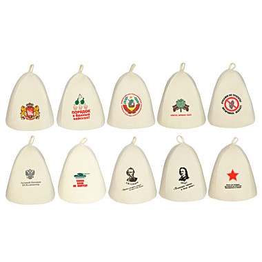 Шапка банная классическая с принтом, эконом, 30% шерсть, 70% полиэфир, 20x27x3см, 5 дизайнов 364-195