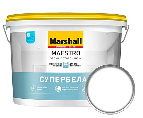 Краска ВД 2,5л MARSHALL Maestro Белый потолок Люкс для потолков глубокоматовая