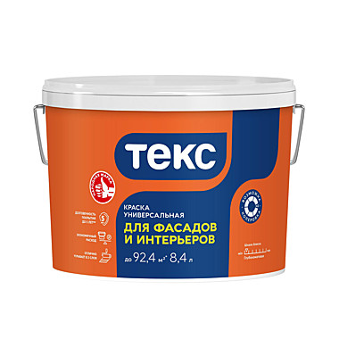 Краска для фасадов и интерьеров Текс, глубокоматовая, белая, 8,4 л/13 кг