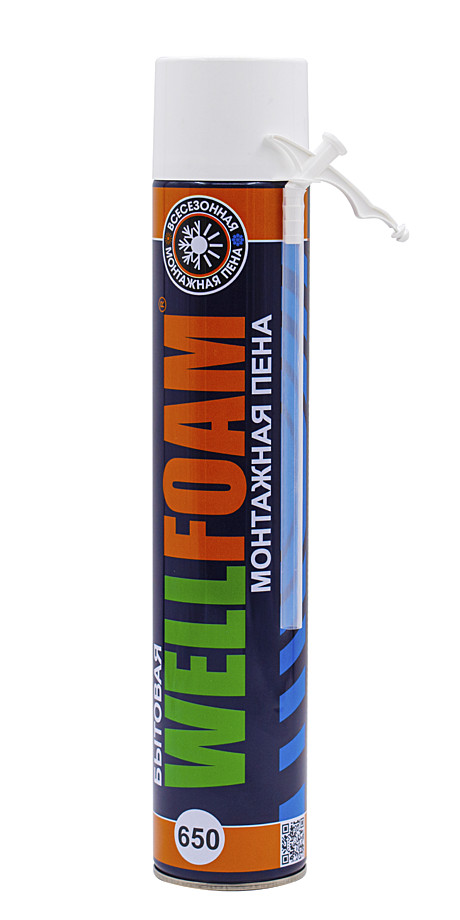 Пена монтажная WELLFOAM 650 бытовая всесезонная 1000мл 69-9-306
