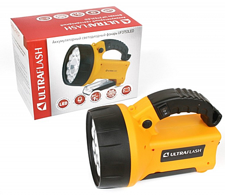Фонарь Ultraflash UF3753LED аккум 220В/12В жел 11LED + налог 4В 2А-ч 8311