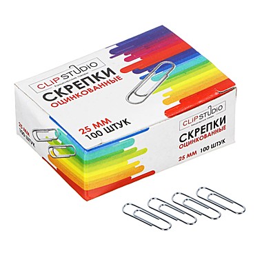 Скрепки металлические оцинкованные 25мм,100шт 588-011