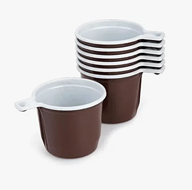 Упаковка чашек кофейных 180мл Интеко бело-коричневые 50шт 