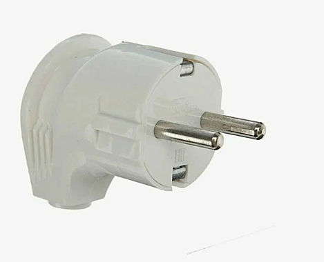 Вилка электрическая угловая с зазем. 16А бел 