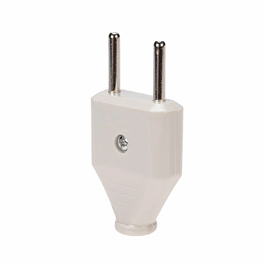 Вилка электрическая REXANT 6А плоская без заземления белая 11-8946