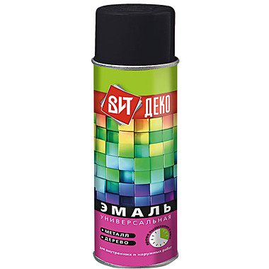 Эмаль-аэрозоль ВИТ ДЕКО универсальная 520мл черный матовый
