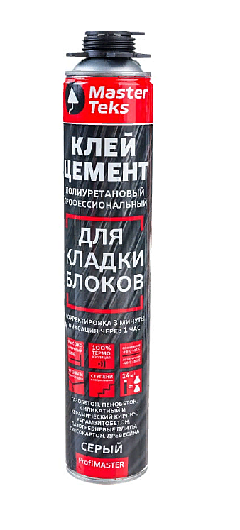 Клей-цемент полиуретановый MasterTeks ProfiMaster для кладки блоков 870мл профессиональный