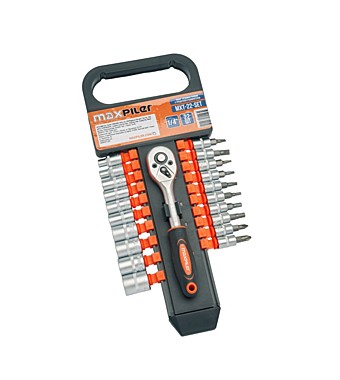 Набор торцевых головок с трещоткой и удлинителем MaxPiler MXT-22-SET 21 предмет 1/4