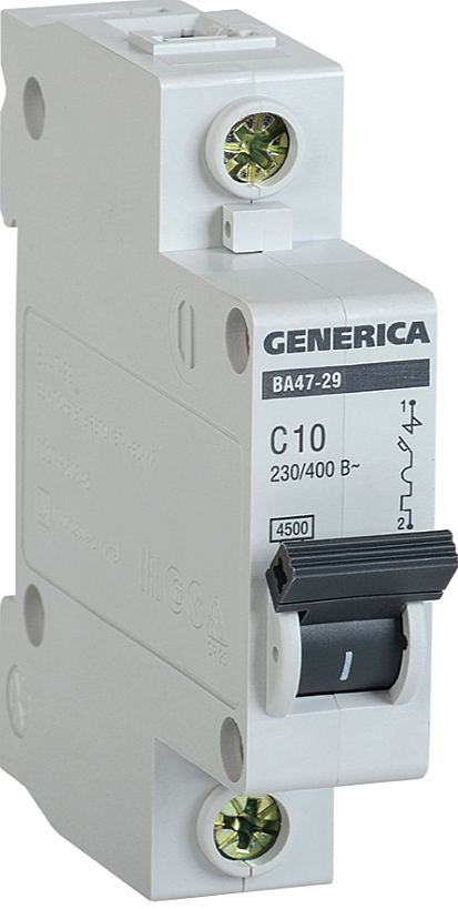 Автомат GENERICA BA 47-29 1п С 10А 4,5кА С MVA25-1-010-C