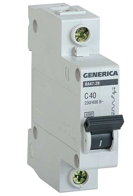 Автомат GENERICA BA 47-29 1п С 40А 4,5кА С MVA25-1-040-C