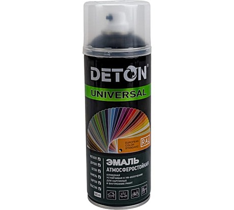 Краска-аэрозоль DETON UNIVERSAL RAL9005 520мл алкид.черная матовая атмосферостойкая