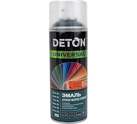 Краска-аэрозоль DETON UNIVERSAL RAL9017 520мл алкид.черная глянцевая атмосферостойкая