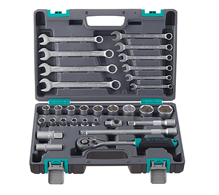 Набор инструментов 31 пр. 1/2 CrV пластиковый кейс // STELS 14102