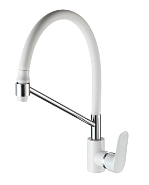 Смеситель для кухни А5708-С белый силиконовый излив