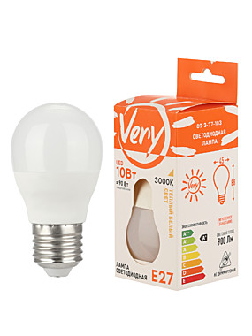 Лампа светодиодная шар VERY GL45 10Вт 3000К Е27 89-3-27-103