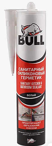 Силикон белый санитарн.  Akfix Bull 280мл.