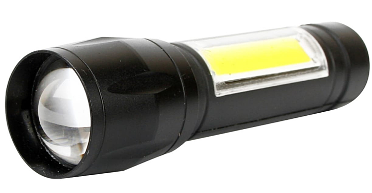 Фонарь Bailong ВВ-1337-011/98993 1LED ZOOM металл линза 5 режимов 3хR03+аккум зарядка 12/220В D-311C