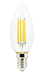 Лампа светодиодная Ecola свеча LED 5W 220V Е14 4000К прозр 96х37 филамент (нитевид) 360о N4CV50ELC