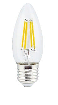 Лампа светодиодная Ecola свеча LED 5W 220V Е27 2700К прозр 96х37 филамент (нитевид) 360о N7CW50ELC
