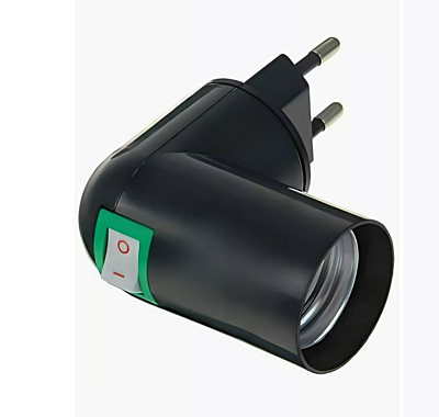 Переходник вилка-патрон Ecola Е27 с выключателем черный APT7SBEAY