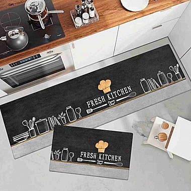 Комплект ковриков влаговпит. ПВХ + диатомитовые волокна 2пр. 50х80см/50х150см Fresh Kitchen РД 68410