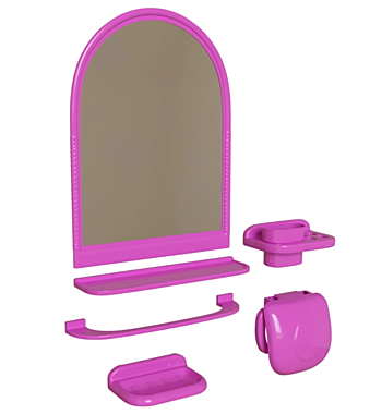 Набор для ванной комнаты с зеркалом ЕЛЕНА МХ/ADRIA (6 пред) розовый 967169