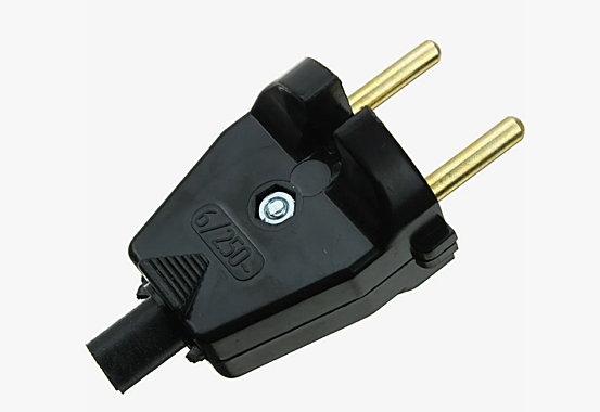 Вилка электрическая В6-001 Витебск с кембриком универсальная без заземления черная (Альянс)