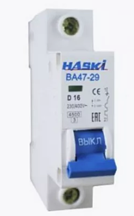 Автомат HASKI ВА47-29 1Р 16А 4.5кА хар.С УТ000004955