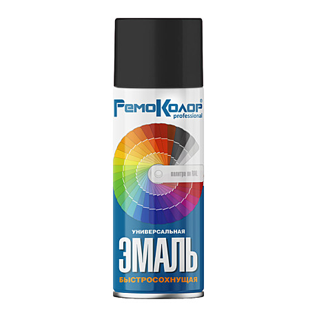 Эмаль-аэрозоль акриловая РемоКолор ЧЕРНАЯ матовая 520мл 69-9-110