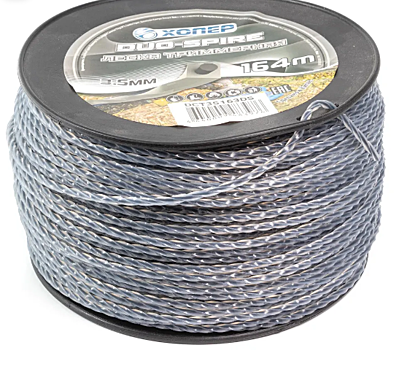 Леска для триммера ХОПЕР DUO-SPIRE круч.квадрат с сердечником 3,5мм х 164м бобина серая