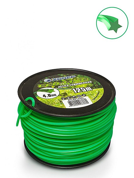 Леска для триммера ХОПЕР ECO-LINE звезда 4,0мм*3LB 125м зеленая