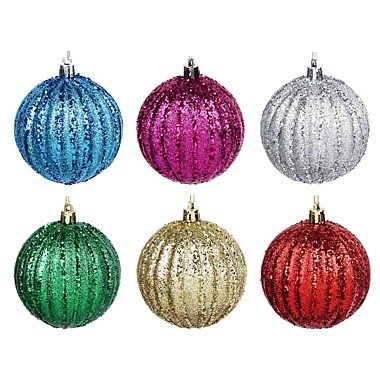 СНОУ БУМ Шар с глиттером 8см, пластик, 1 шт, ассортимент дизайнов, пакет 373-263