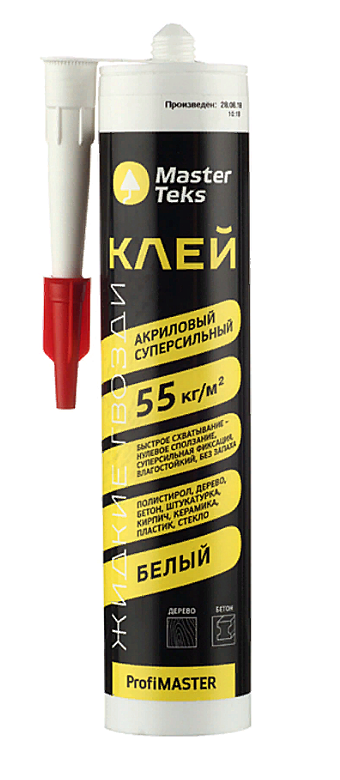 Клей акриловый (жидкие гвозди) MasterTeks ProfiMaster 45кг/м2 декоративный 0,469кг белый
