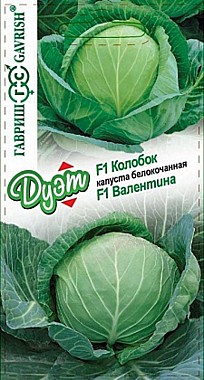 Семена: Капуста белокочанная Валентина F1 0,05г + Колобок F1 0,05г цветной пакет серия Дуэт Гавриш
